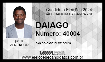 Candidato DAIAGO 2024 - SÃO JOAQUIM DA BARRA - Eleições