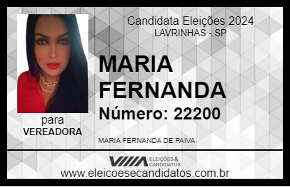 Candidato MARIA FERNANDA 2024 - LAVRINHAS - Eleições