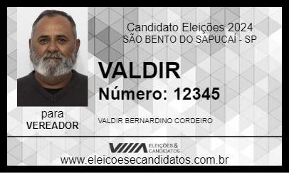 Candidato VALDIR 2024 - SÃO BENTO DO SAPUCAÍ - Eleições