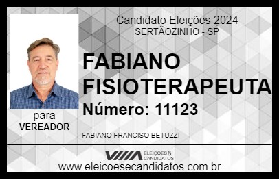 Candidato FABIANO FISIOTERAPEUTA 2024 - SERTÃOZINHO - Eleições