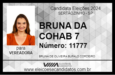 Candidato BRUNA DA COHAB 7 2024 - SERTÃOZINHO - Eleições