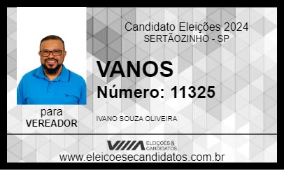 Candidato VANOS 2024 - SERTÃOZINHO - Eleições