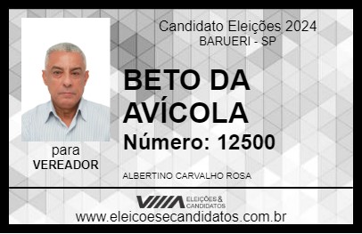 Candidato BETO DA AVÍCOLA 2024 - BARUERI - Eleições