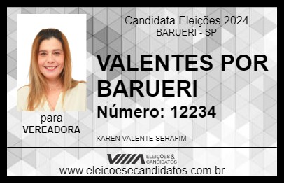 Candidato KAREN VALENTES POR BARUERI 2024 - BARUERI - Eleições