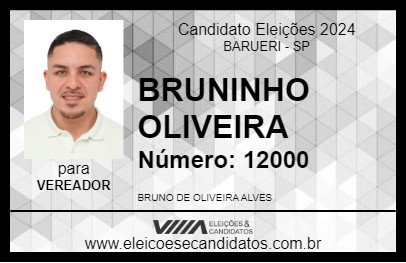 Candidato BRUNINHO OLIVEIRA 2024 - BARUERI - Eleições