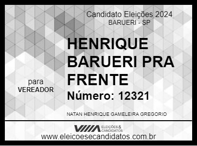 Candidato HENRIQUE BARUERI PRA FRENTE 2024 - BARUERI - Eleições