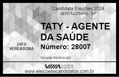 Candidato TATY - AGENTE DA SAÚDE 2024 - SERTÃOZINHO - Eleições