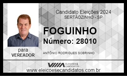 Candidato FOGUINHO  2024 - SERTÃOZINHO - Eleições