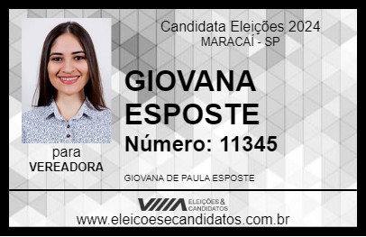 Candidato GIOVANA ESPOSTE 2024 - MARACAÍ - Eleições