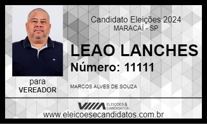 Candidato LEAO LANCHES 2024 - MARACAÍ - Eleições