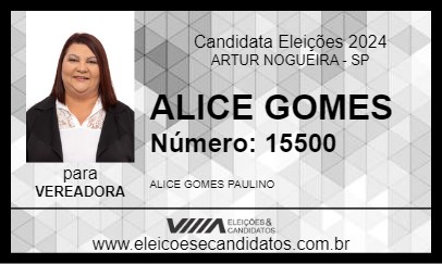 Candidato ALICE GOMES 2024 - ARTUR NOGUEIRA - Eleições