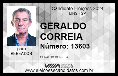 Candidato GERALDO CORREIA 2024 - LINS - Eleições