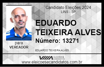 Candidato EDUARDO TEIXEIRA ALVES 2024 - LINS - Eleições