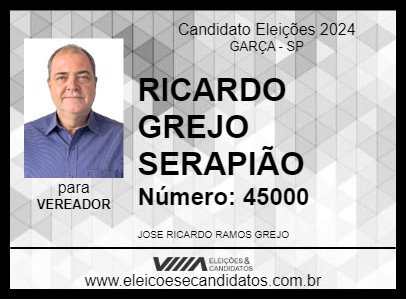 Candidato RICARDO GREJO SERAPIÃO 2024 - GARÇA - Eleições