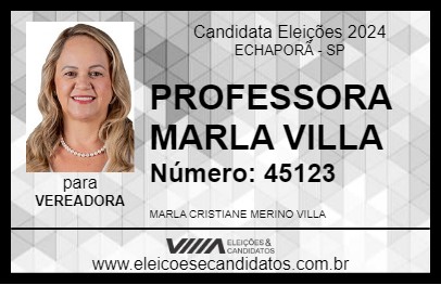 Candidato PROFESSORA MARLA VILLA 2024 - ECHAPORÃ - Eleições