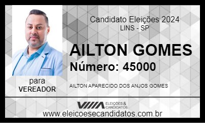 Candidato AILTON GOMES 2024 - LINS - Eleições