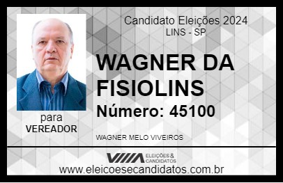 Candidato WAGNER DA FISIOLINS 2024 - LINS - Eleições