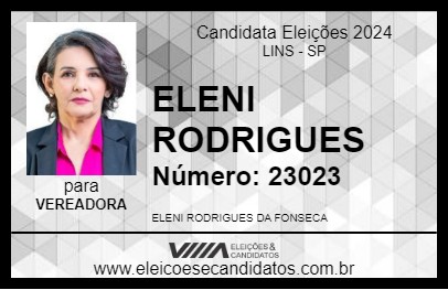 Candidato ELENI RODRIGUES 2024 - LINS - Eleições