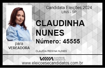 Candidato CLAUDINHA NUNES 2024 - LINS - Eleições