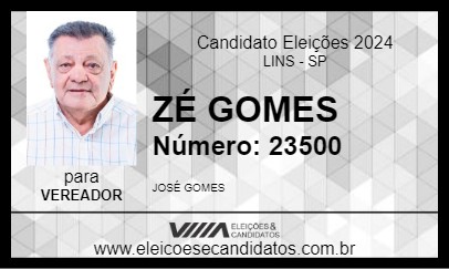 Candidato ZÉ GOMES 2024 - LINS - Eleições