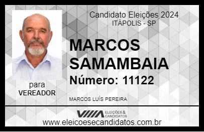 Candidato MARCOS SAMAMBAIA 2024 - ITÁPOLIS - Eleições