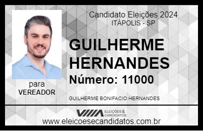 Candidato GUILHERME HERNANDES 2024 - ITÁPOLIS - Eleições