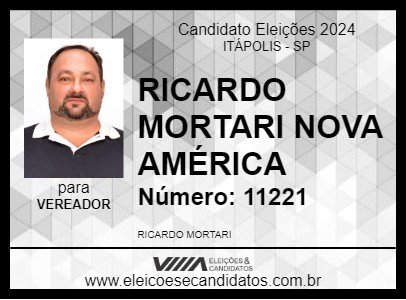 Candidato RICARDO MORTARI NOVA AMÉRICA 2024 - ITÁPOLIS - Eleições