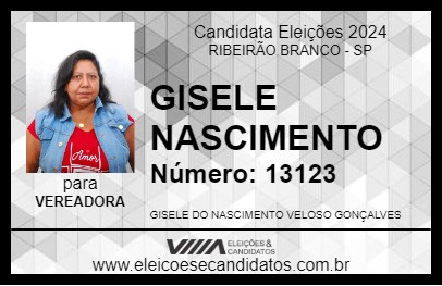 Candidato GISELE NASCIMENTO 2024 - RIBEIRÃO BRANCO - Eleições