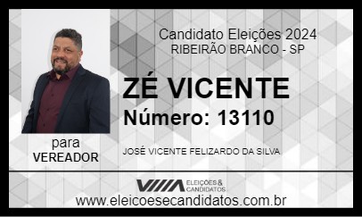 Candidato ZÉ VICENTE 2024 - RIBEIRÃO BRANCO - Eleições