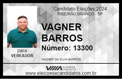 Candidato VAGNER BARROS 2024 - RIBEIRÃO BRANCO - Eleições