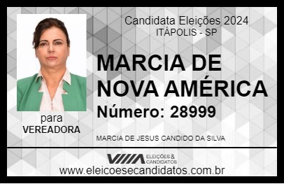 Candidato MARCIA DE NOVA AMÉRICA 2024 - ITÁPOLIS - Eleições