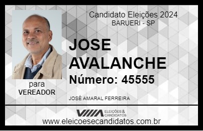 Candidato JOSE AVALANCHE 2024 - BARUERI - Eleições