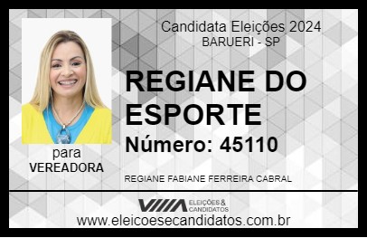 Candidato REGIANE DO ESPORTE 2024 - BARUERI - Eleições