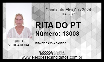 Candidato RITA DO PT 2024 - ITAÍ - Eleições