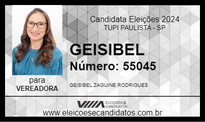 Candidato GEISIBEL 2024 - TUPI PAULISTA - Eleições