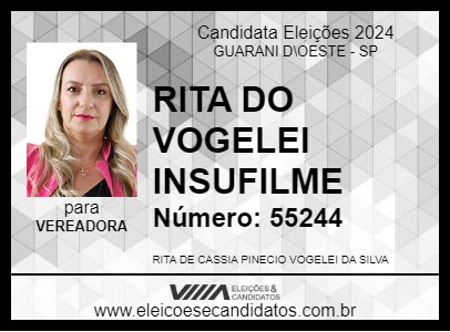 Candidato RITA DO VOGELEI INSUFILME 2024 - GUARANI D\OESTE - Eleições