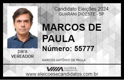 Candidato MARCOS DE PAULA 2024 - GUARANI D\OESTE - Eleições