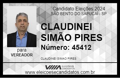 Candidato CLAUDINEI SIMÃO PIRES 2024 - SÃO BENTO DO SAPUCAÍ - Eleições