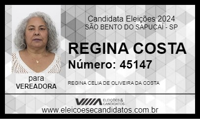 Candidato REGINA COSTA 2024 - SÃO BENTO DO SAPUCAÍ - Eleições