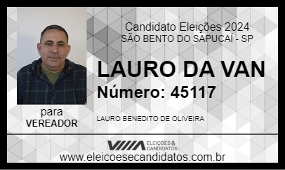 Candidato LAURO DA VAN 2024 - SÃO BENTO DO SAPUCAÍ - Eleições