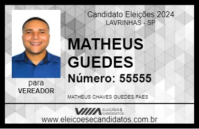 Candidato MATHEUS GUEDES 2024 - LAVRINHAS - Eleições