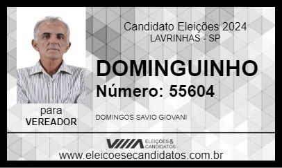 Candidato DOMINGUINHO 2024 - LAVRINHAS - Eleições