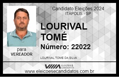 Candidato LOURIVAL TOMÉ 2024 - ITÁPOLIS - Eleições