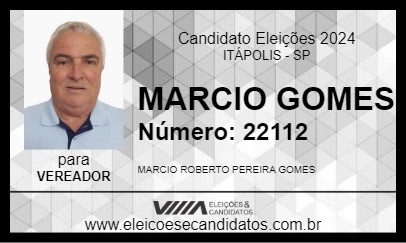 Candidato MARCIO GOMES 2024 - ITÁPOLIS - Eleições