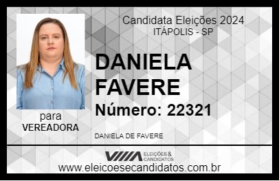 Candidato DANIELA FAVERE 2024 - ITÁPOLIS - Eleições