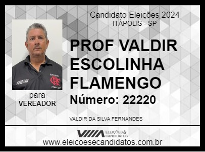 Candidato PROF VALDIR ESCOLINHA FLAMENGO 2024 - ITÁPOLIS - Eleições