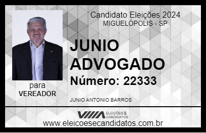 Candidato JUNIO ADVOGADO 2024 - MIGUELÓPOLIS - Eleições