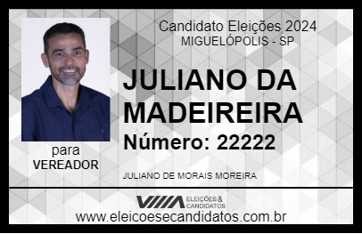 Candidato JULIANO DA MADEIREIRA 2024 - MIGUELÓPOLIS - Eleições