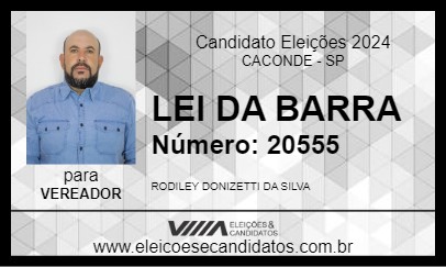 Candidato LEI DA BARRA 2024 - CACONDE - Eleições