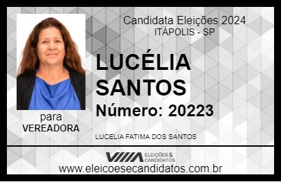 Candidato LUCÉLIA SANTOS 2024 - ITÁPOLIS - Eleições